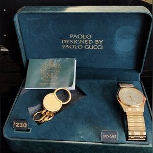 Paolo Gucci men's Day/Date watch PA 1030 155 PC33 Japan movt NOS w/Box & Key Fob